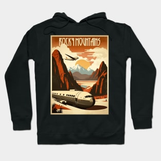 Rocky Mountains Train Vintage Travel Art Poster Hoodie